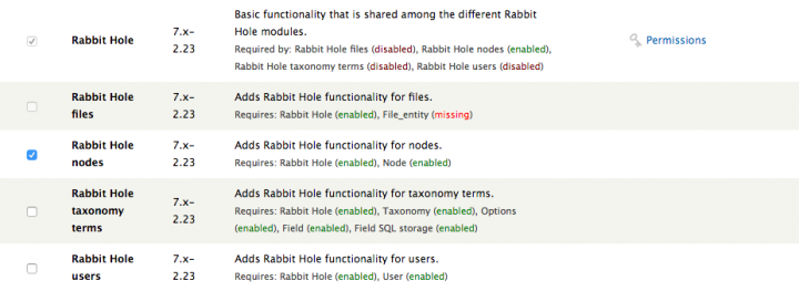 Rabbit Hole settings
