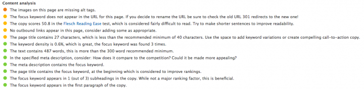 Yoast SEO settings